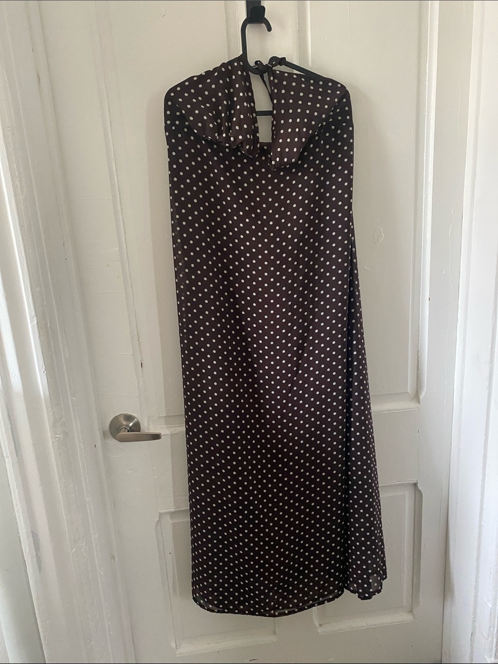 SHEIN Brown Polka Dot Halter Maxi Dress